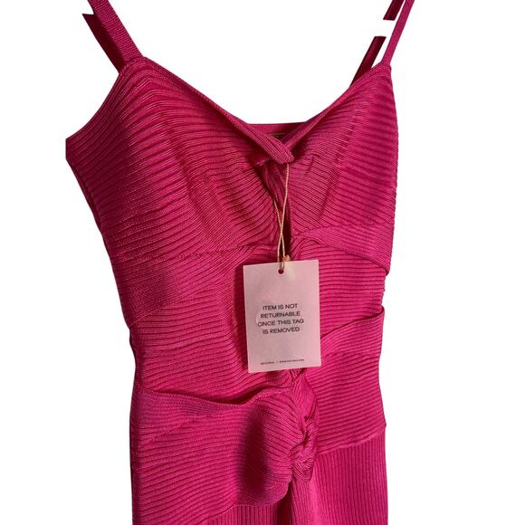 Cult Gaia Zenda Knotted Rib Knit Dress Cut Out Adjustable Strap Rose Pink Size S - Picture 11 of 11